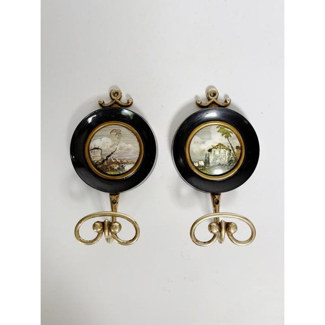 19th Century Wooden and Brass Coat Hooks, France, Set of 2 For Sale - Image 10 of 11