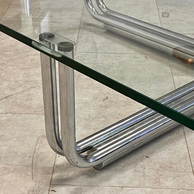Large Vintage 784 Coffee Table in Chromed Steel and Glass by Gianfranco Frattini for Cassina, 1970s For Sale - Image 9 of 10