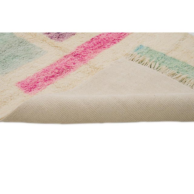Abstract Hand-Knotted Moroccan Wool Rug | 8'5" X 5'3" | One of a Kind For Sale - Image 6 of 8