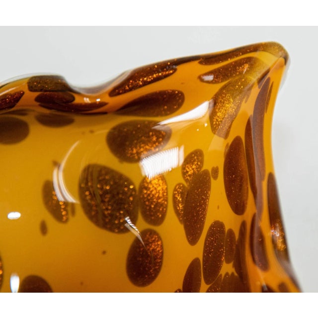 Glass Murano Art Glass Manta Ray Tortoise Spotted Bowl Ashtray Vintage 1960's For Sale - Image 7 of 13
