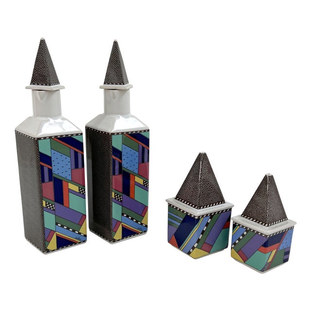 Oil Vinegar Pepper Salt Set Metropol by Barbara Brenner for Rosenthal, 1990s, Set of 4 For Sale