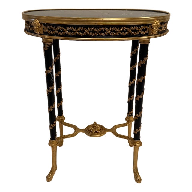 19th Century Bronze Mounted Gueridon Table With Marble Top For Sale