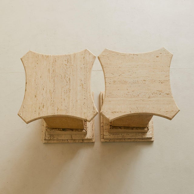 Italian Travertine Pedestal with Raw Edges, 1970s - 2 Available For Sale - Image 9 of 11