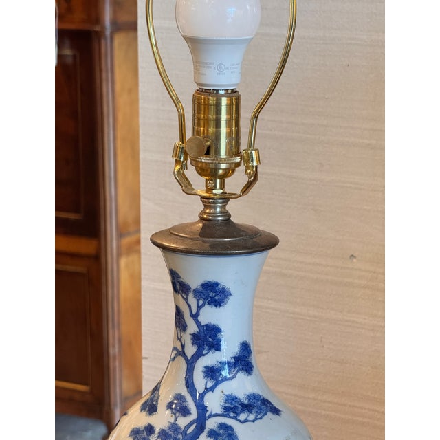 Blue Mid 20th Century Chinese Blue and White Porcelain Lamps - a Pair For Sale - Image 8 of 14