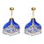 Pair Match 1960s Turkish Mosque Chandelier – Blue Crystal Brass Mid-Century Lighting For Sale