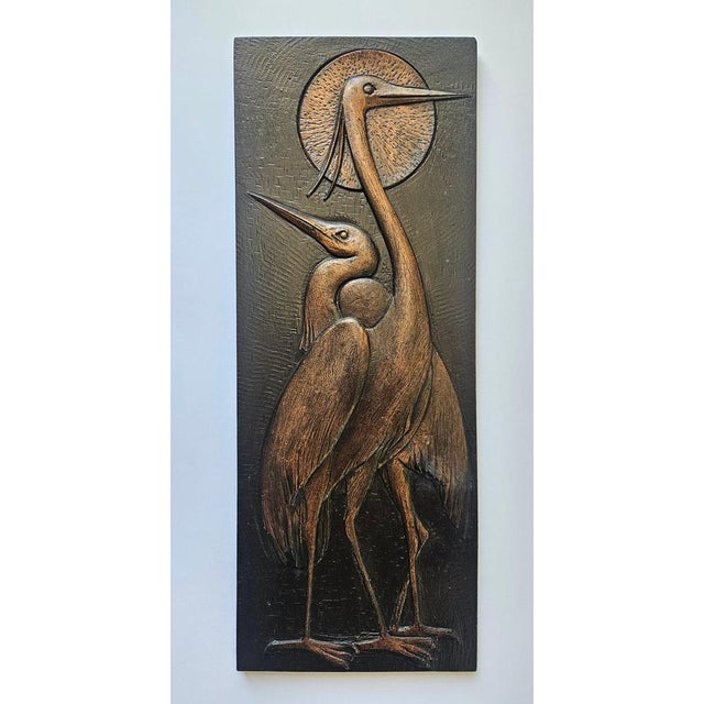 Wall Wood Relief Sculpture of Herons, 1960s For Sale - Image 4 of 14