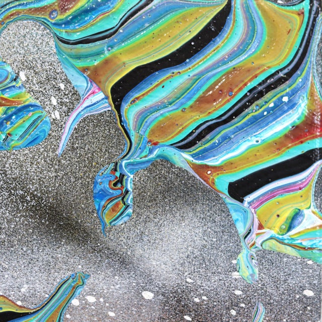 Abstract Spacetense - Abstract Cosmic Colorful Lively Optical Illusion Original Artwork by Armen Ges For Sale - Image 3 of 9