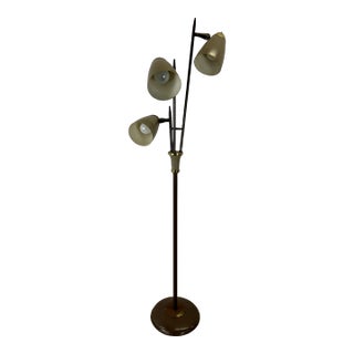 Mid Century Modern Floor Lamp With Brass Accents For Sale