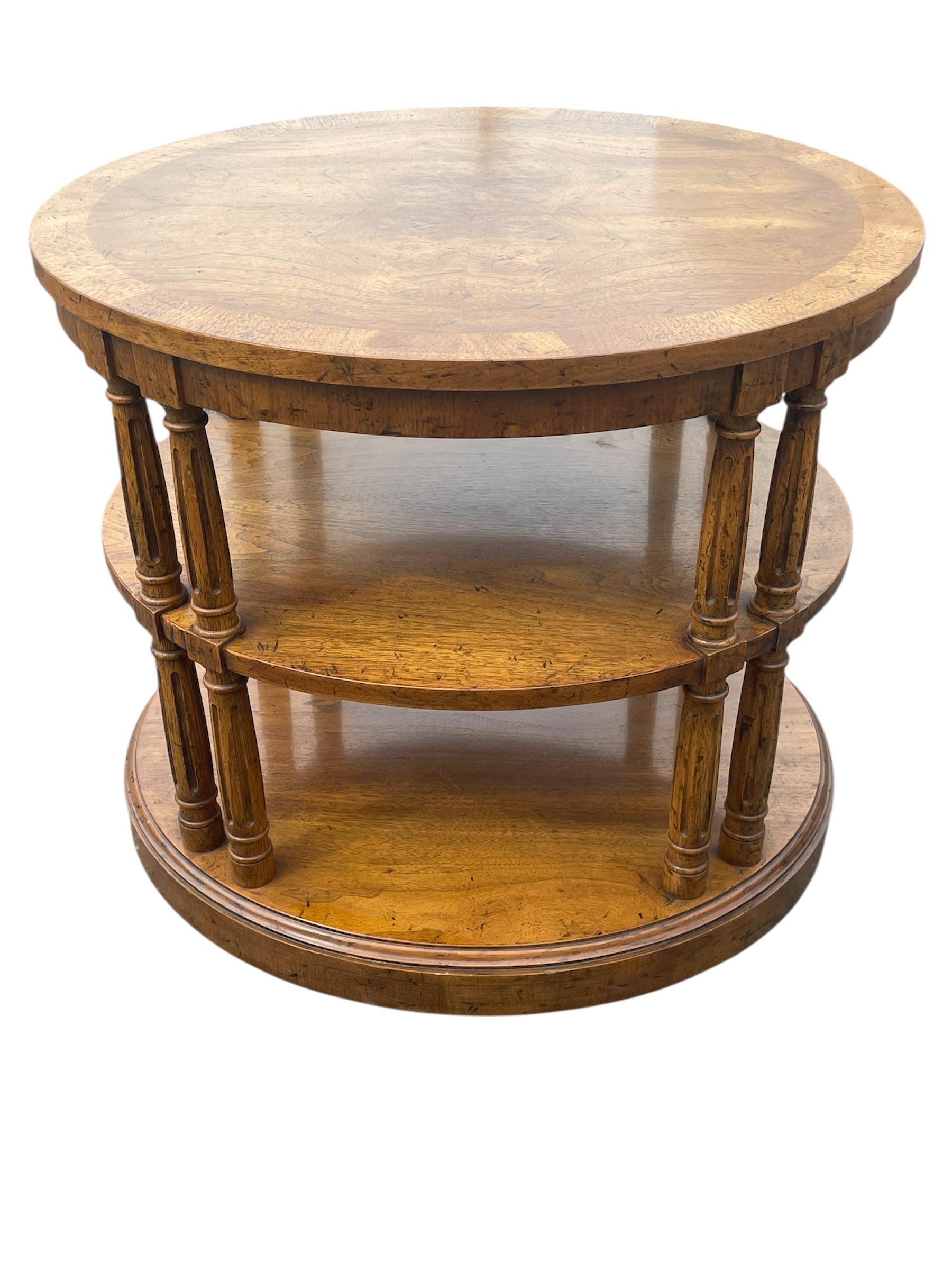 1970s Pair Fine Vintage Drexel Heritage Oval 3 Tier Side Tables