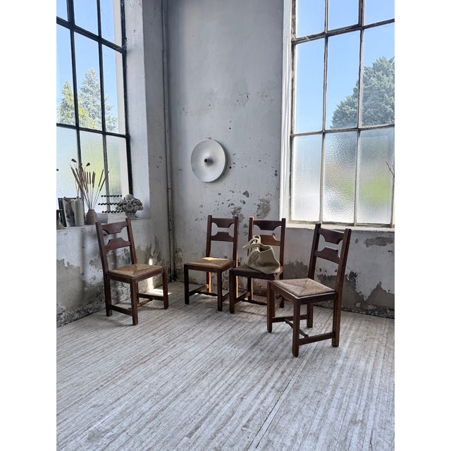 Set of four antique chairs inspired by Guillerme and Chambron. They are likely from the Belgian company De Puydt, dating...