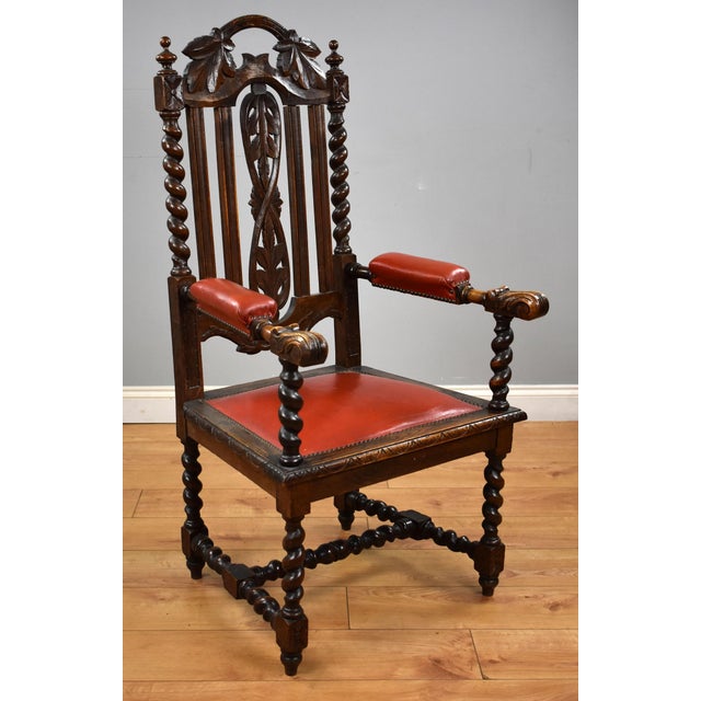 Set of Oak Barley Twist Armchairs For Sale - Image 6 of 16
