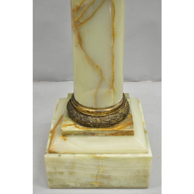 Antique French Empire Bronze Classical Corinthian Column Green Onyx Pedestal For Sale In Philadelphia - Image 6 of 12