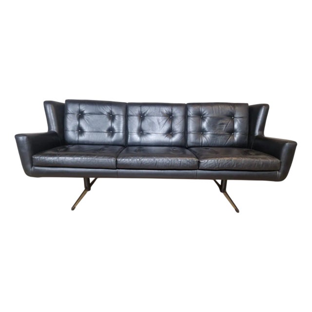 Vintage 3-Seater Sofa in Black by Skjold Sorensen, 1960s For Sale