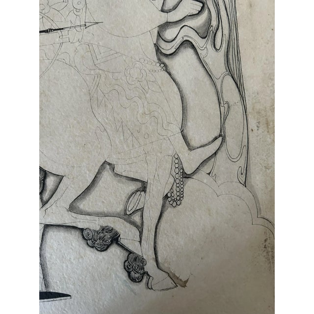 French Artist, Art Nouveau Figures, Ink Drawing on Paper, Late 19th-Early 20th Century, Framed For Sale - Image 9 of 18