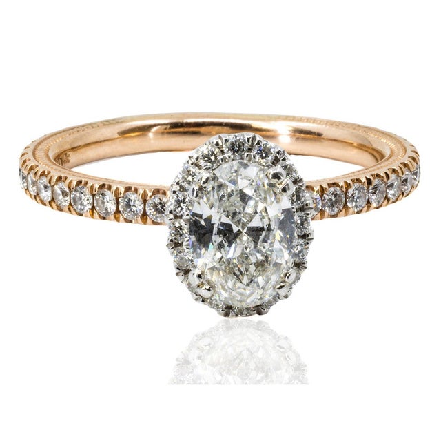 14k Rose & White Gold Wedding Set (Engagement ring with fitted Wedding Band) by "Verragio" set with one Forevermark 0.90...