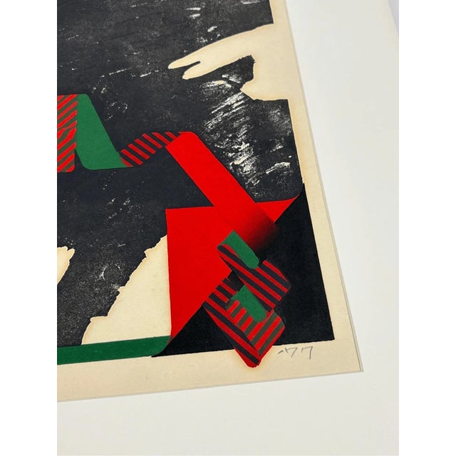 Vintage 1977 Mask Wood Block Print Japanese Kunihiro Amano Signed Numbered Framed For Sale - Image 10 of 14