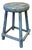 Antique Primitive Farmhouse Blue Wood Round Barn Milking Stool For Sale