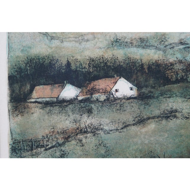 Bernard Gantner Reflets French Country Farmhouse Landscape Lithograph Print 30" For Sale - Image 6 of 11