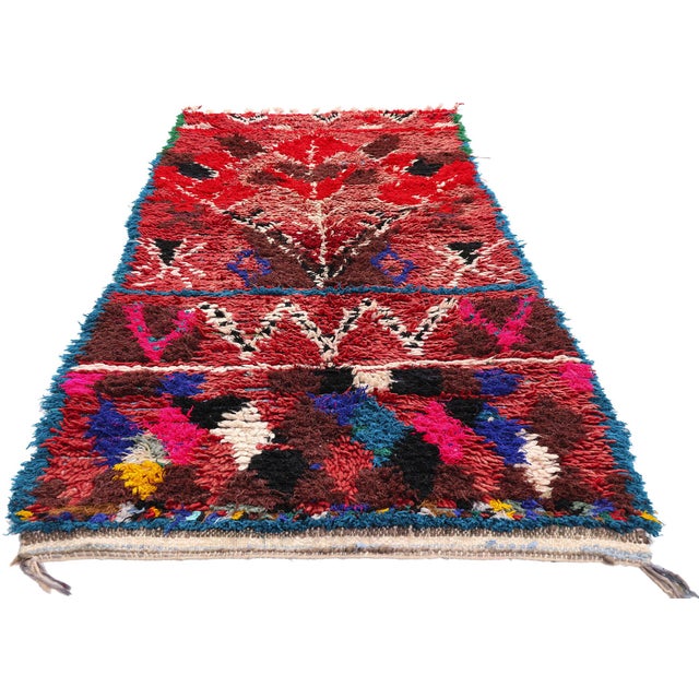 Tribal Vintage Boujad Boucherouite Moroccan Rug, 03'00 X 08'00 For Sale - Image 3 of 10