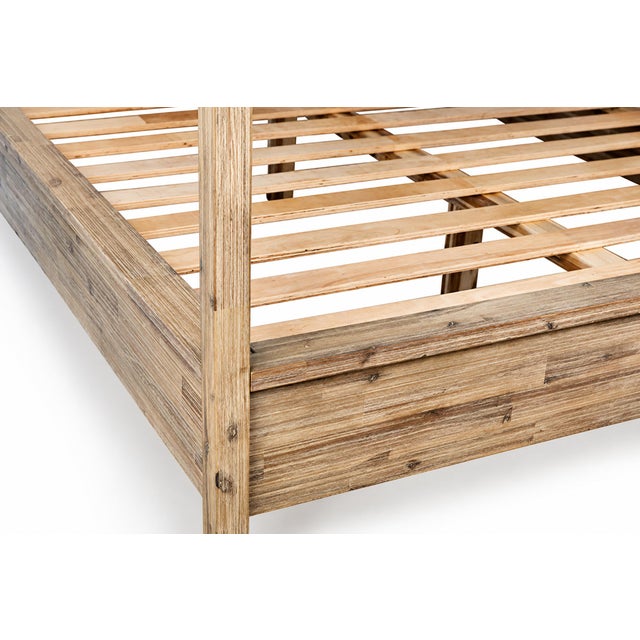 2020s Natural Acacia & Ivory Upholstered Canopy Queen Bed For Sale - Image 5 of 6