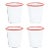 Crow Canyon Home Enamelware, Vintage 10 oz. Short Tumblers in White with Red Rim - Set of 4 For Sale