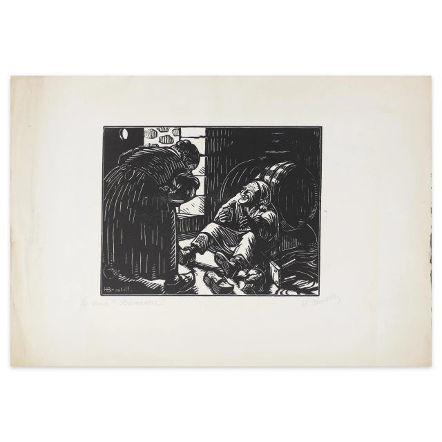 Le Vieux Buvassier - Original Woodcut Print by H. Broutelle - 1923 1923 For Sale - Image 3 of 3