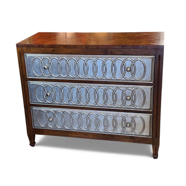 Wood Chest With Silver Leaf and Burl Veneers For Sale - Image 7 of 12