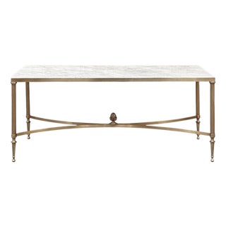 Mid-Century Carrara Marble and Gilded Brass Maison Jansen Style Coffee Table For Sale