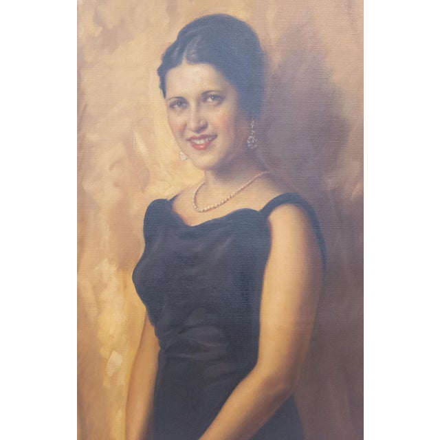Realism Large 1930's Full Length Portrait Painting of a Lady, Signed, Brown University Label For Sale - Image 3 of 13