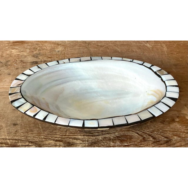 Late 20th Century Vintage Boho Capiz Shell Bowl For Sale - Image 5 of 12