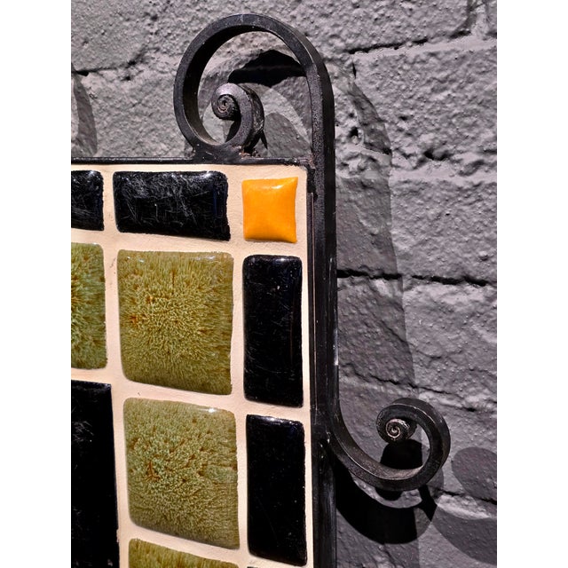 Metal Catalina & Malibu Tile Mosaic W/ Parrot Bird Motif -Framed in Wrought Iron For Sale - Image 7 of 15