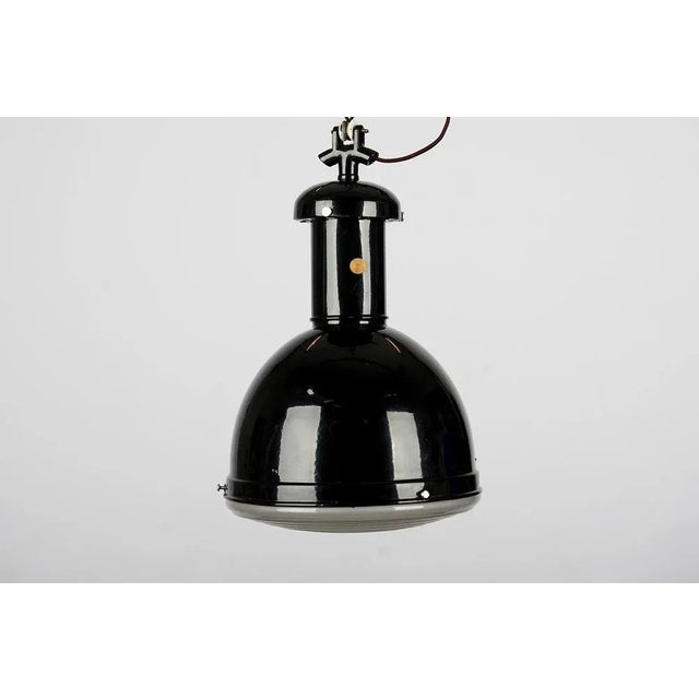 Industrial Bauhaus Black Pendant Light from Zeiss, 1930s For Sale - Image 10 of 10