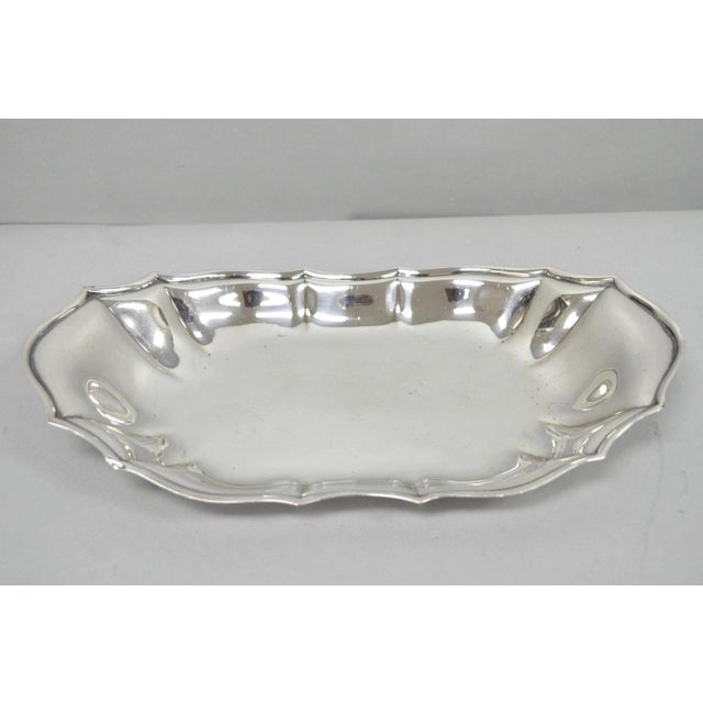 Vintage English Victorian Style Scalloped Oval Narrow Silver Plated Trinket Dish For Sale - Image 10 of 10