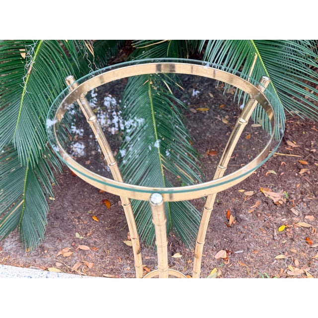 1970s Faux Bamboo Brass Plant Stand For Sale - Image 12 of 14