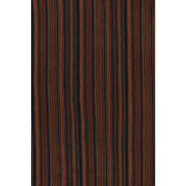 Vintage Palas Bidjar Square Kilim in Brown & Red With Bold Stripes - Rug & Kilim For Sale In New York - Image 6 of 10