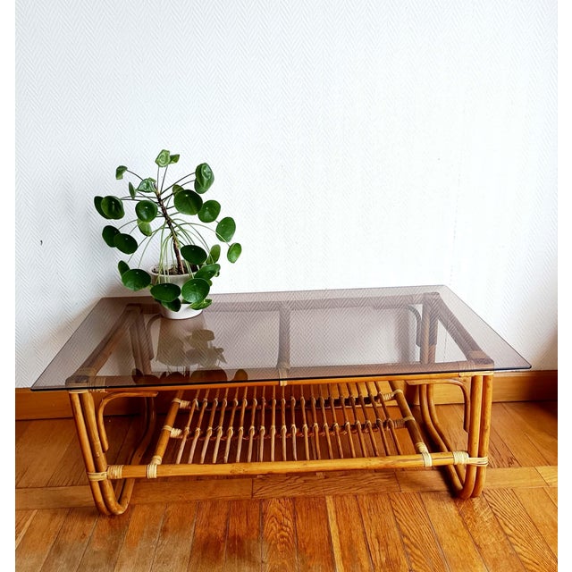 Vintage Rattan Coffee Table, 1960s For Sale - Image 10 of 11