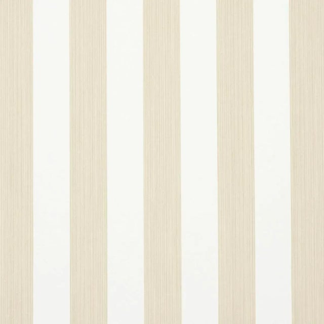 Schumacher Edwin Stripe Medium Wallpaper in Straw For Sale