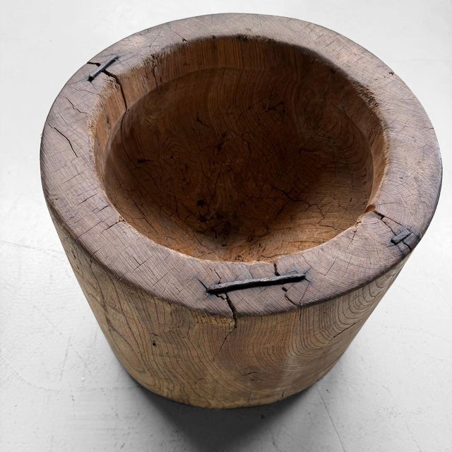 Japanese Wooden Usu Rice Mortar, 1920s For Sale - Image 10 of 18