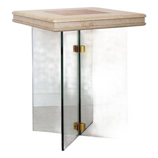 Travertine Leon Rosen Pace Style Bistro Hall Game Center Table Postmodern For Sale