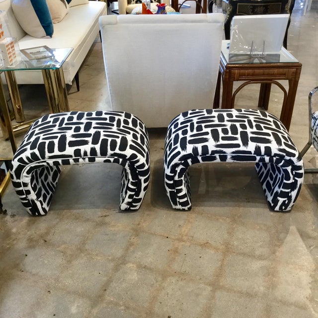 Black and White Waterfall Ottomans a Pair Chairish