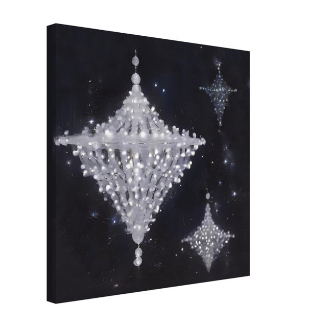 Etherial chandelier starlight modern art print. Finished with phosphorescent paint that will illuminate when charged by...
