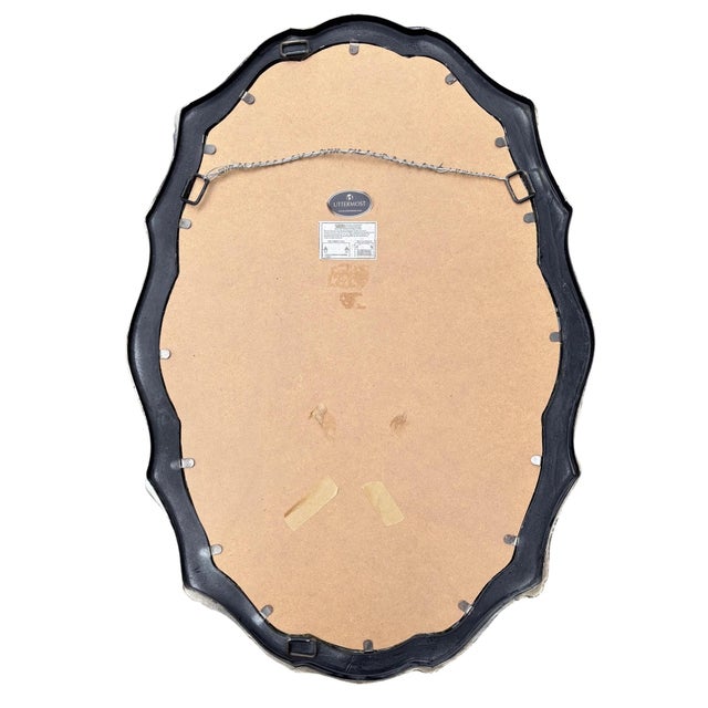 Wood Large Cast Metal Oval Cartouche Mirror,, Silver-Gilt & Celedon For Sale - Image 7 of 12