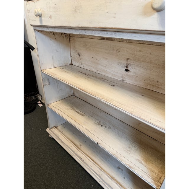 Shabby Chic White + Tan Bookshelf, Vintage For Sale - Image 12 of 12