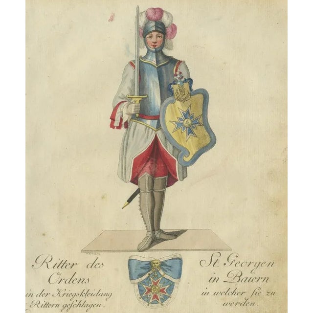 Late 18th Century Schwan, Knight of the Order of St. George in Bavaria, 1791, Hand-Colored Engraving For Sale - Image 5 of 6