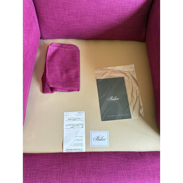 Late 20th Century Baker Furniture Fuchsia Lounge Chair & Ottoman For Sale - Image 9 of 12