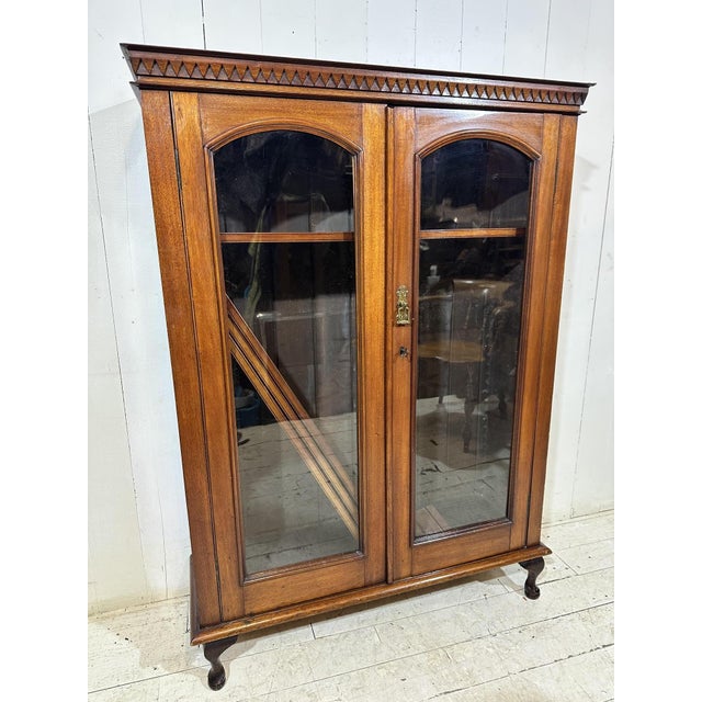 Victorian Adjustable Shelf Mahogany Bookcase with Glass Double Doors, 1850 For Sale - Image 15 of 15