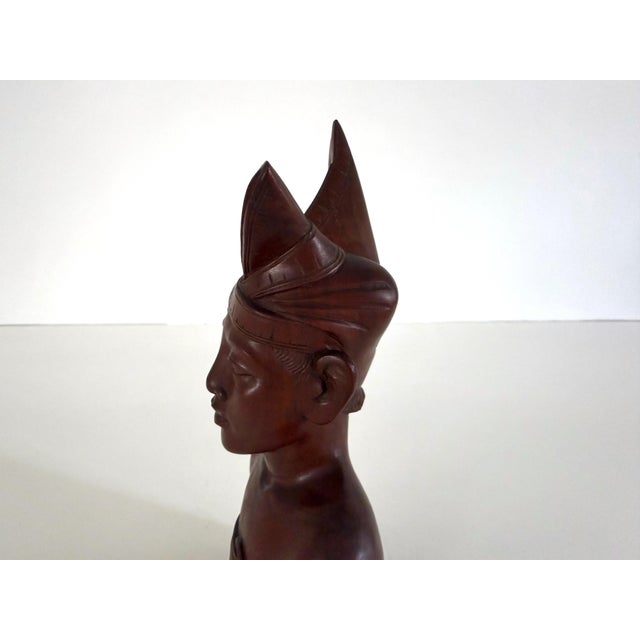 Mid Century Carved Wood Balinese Bust For Sale - Image 10 of 13