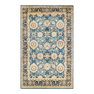 Eclectic Hand-Knotted Area Rug - Light Blue, 5' 0" x 7' 10" For Sale