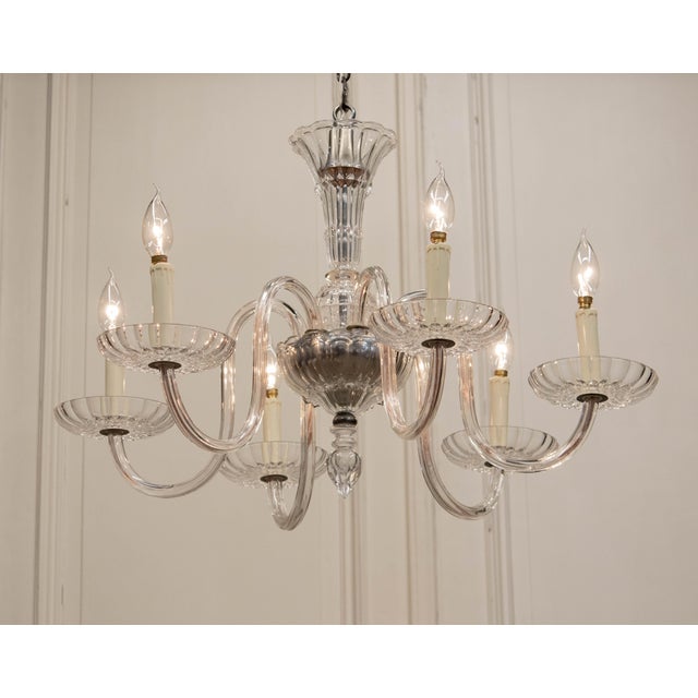 Glass Clear Murano Crystal 6-Arm Chandelier in the style of Barovier, 1970s For Sale - Image 7 of 10