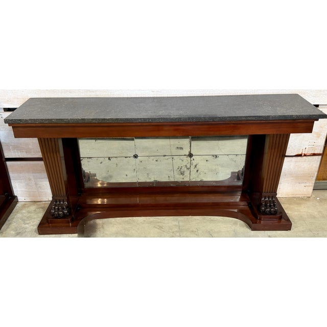 Monumental Pair Regency Revival Mahogany & Marble Consoles Manner Thomas Hope For Sale - Image 11 of 17
